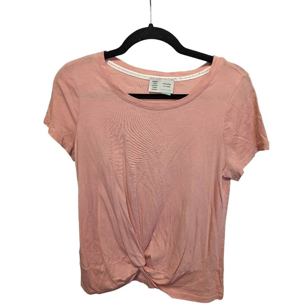 Anthropologie Coral Short Sleeve Twisted Hem Top Women's Size Medium